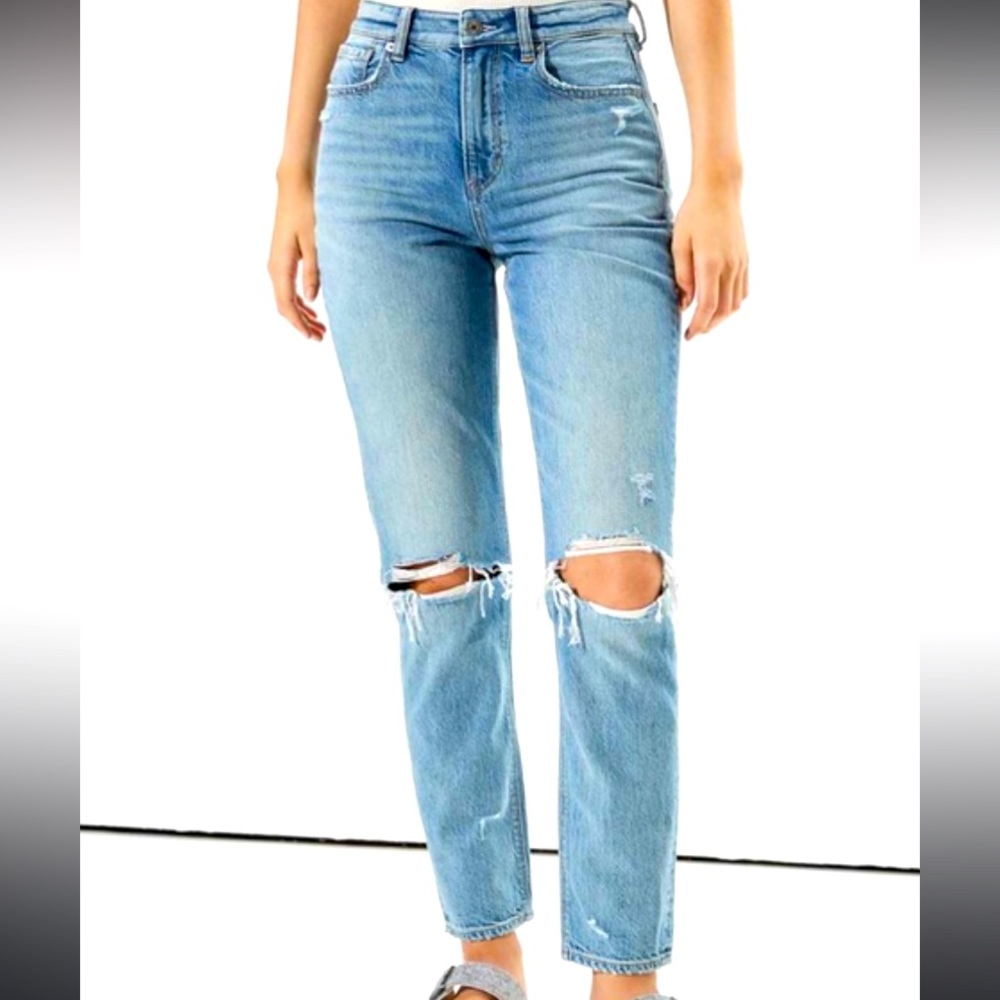 Distressed mom jeans